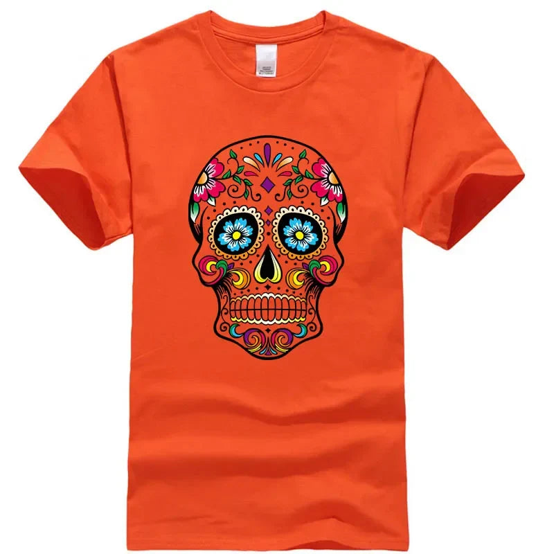 Men's T-shirt High Quality 100% Cotton Street Style Loose Cool Skull Printed Summer Men t shirt Casual Short Sleeve For Men