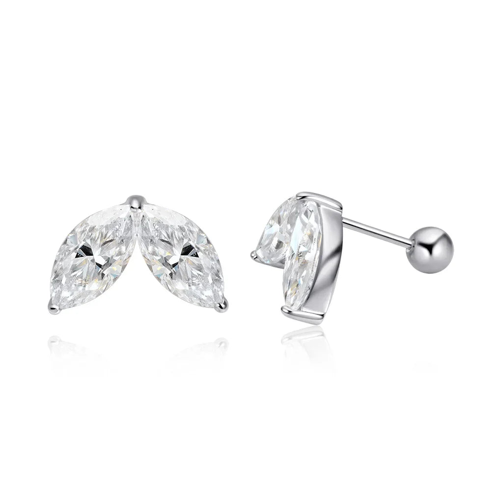 0.3-1CT Marquise Cut Real Moissanite Stud Earrings for Women Party 14k Plated Lab Diamond Earring Silver Jewelry S925