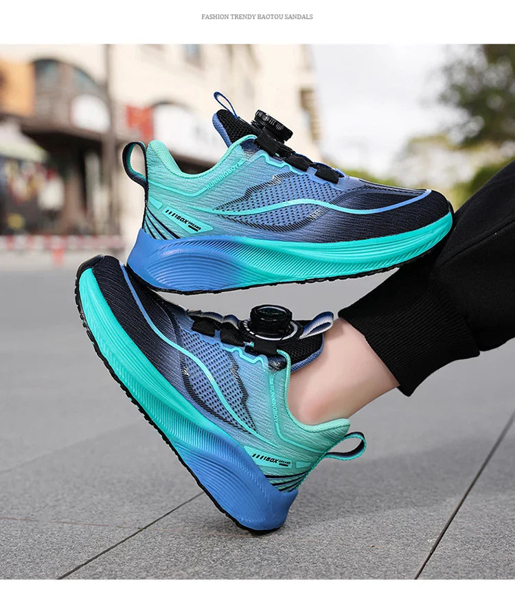 Outdoor Lace-up Boys Girls Knit Jogging Shoes Gym Sneakers Children‘s Basketball Shoes Non-slip Breathable Sports Training Shoes