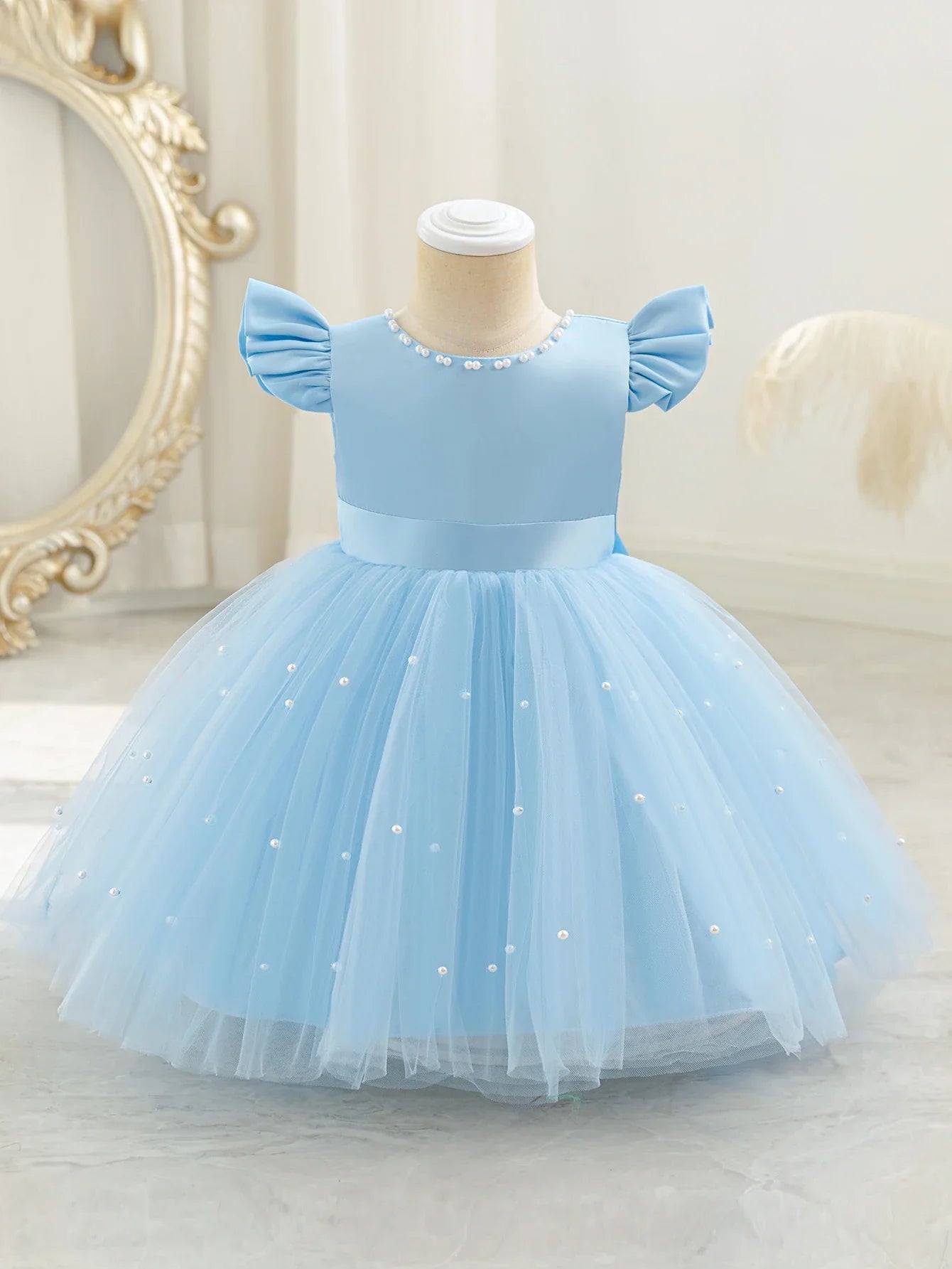 Children's dress Princess dress Western style children's wear new dress female fluffy skirt beading design Princess dress party