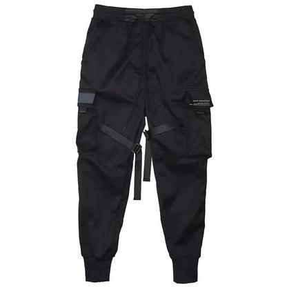 2025 Men's Multi Pocket Bandage Tactical Technical Clothing Work Pants Men's Harajuku Punk Hip Hop Running Pants Casual Street W