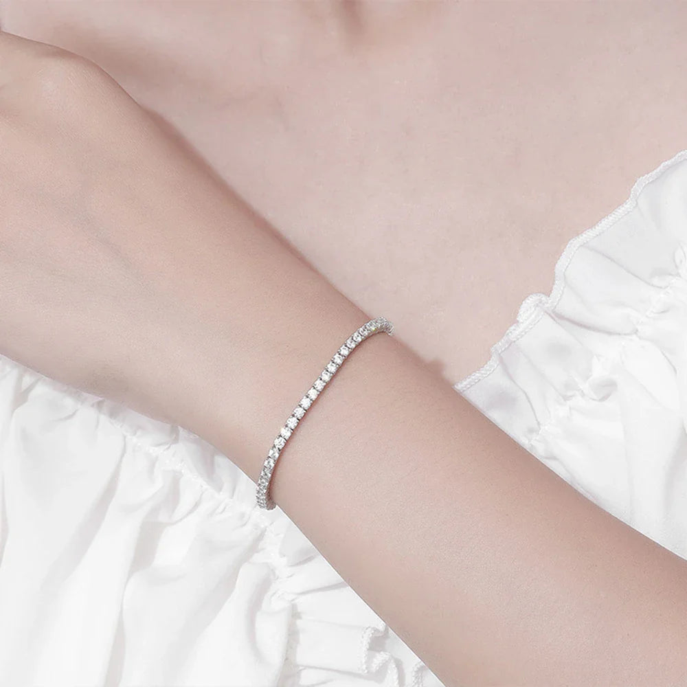 each 0.06ct 2.5mm Full Moissanite Diamond Tennis bracelet For Women S925 Silver Chain Party Sparkling Fine Jewelry Gift