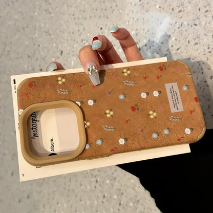 Branches and Leaves Broken Flowers Bonded Leather Phone Case For iPhone 17 16 Pro Max 15 14 Plus 13 12 11 XS X XR 17 Air Cover