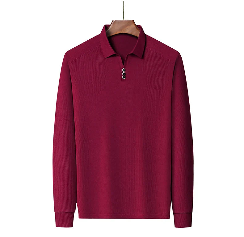 High quality brand long sleeve men's polo shirt autumn fashion customization high-end slim fit top casual business T-shirt