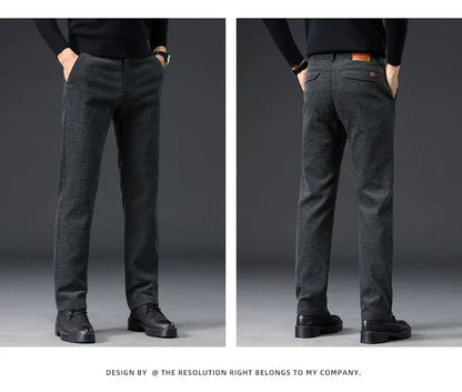 Men's Slim Fit Chenille Long Pants Advanced Business Casual Trousers Trend Autumn Comfortable Daily Wear Male Clothing