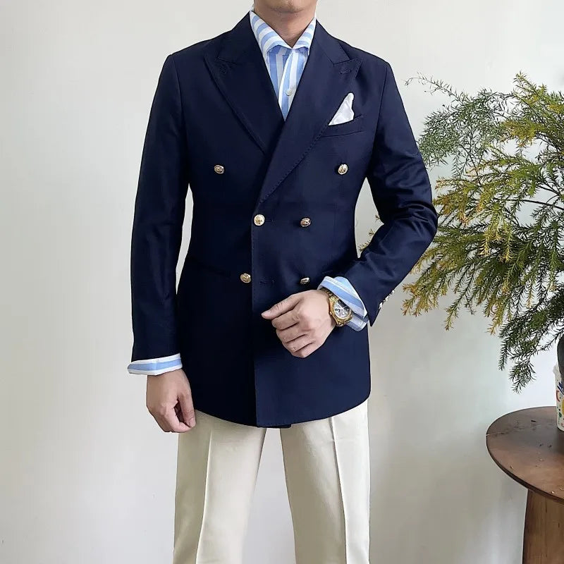 Suit For Mens Groom's Wedding 1 Pieces Slim Fit Blazer Wide Shawl Lapel Luxury Men Suit Custom Made Tuxedo Gold Button