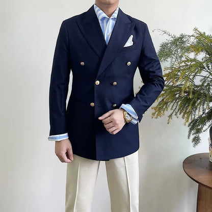Suit For Mens Groom's Wedding 1 Pieces Slim Fit Blazer Wide Shawl Lapel Luxury Men Suit Custom Made Tuxedo Gold Button