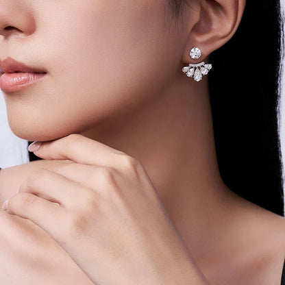 Waterdrop Full Moissanite Stud Earrings for Women S925 Silver Detachable 7.32cttw Round/Pear Cut Diamond Drop EarringCertified