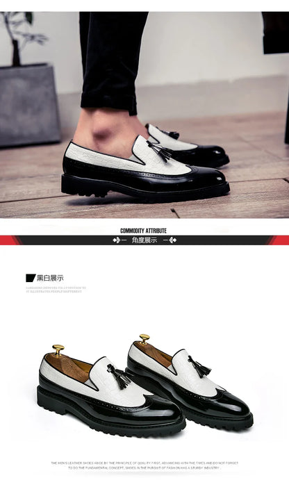 High Quality Casual Business Leather Shoes Men Formal Men's Dress Shoes Classic Tassels Retro Office Social Leather Loafers Male