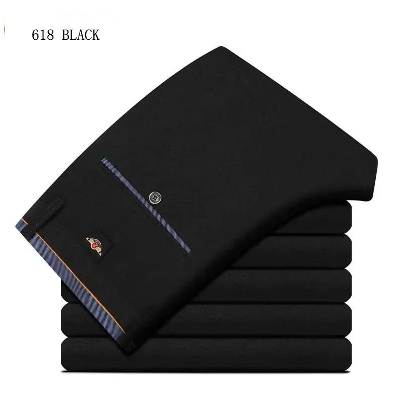 Men‘s Suit Pants Business Office Male Dress Pants Elastic Wrinkle Resistant Big Size Classic Casual Trousers Black Navy Blue