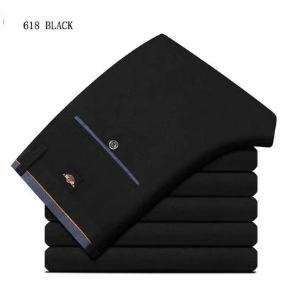 Men‘s Suit Pants Business Office Male Dress Pants Elastic Wrinkle Resistant Big Size Classic Casual Trousers Black Navy Blue