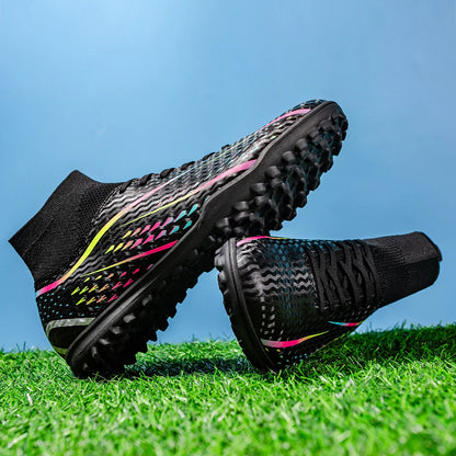 Wear Resistant TF Turf Soccer Boots PU Elastic Fabric Upper Rubber Stable Grip Sole Youth Boys Girls Football Shoes