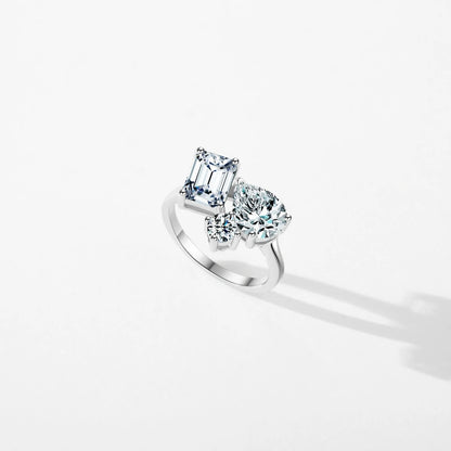 Real 925 Sterling Silver Luxury Geometric Dazzling Emerald Cut Zirconia Ring For Women Classic Wedding Fine Jewelry Gifts