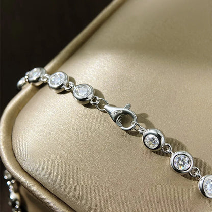 3mm Moissanite Tennis Bracelet GRA Certified s925 Sterling Sliver Dainty Bezel Bracelets for Women Man Wedding Jewelry