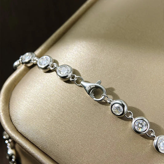 3mm Moissanite Tennis Bracelet GRA Certified s925 Sterling Sliver Dainty Bezel Bracelets for Women Man Wedding Jewelry