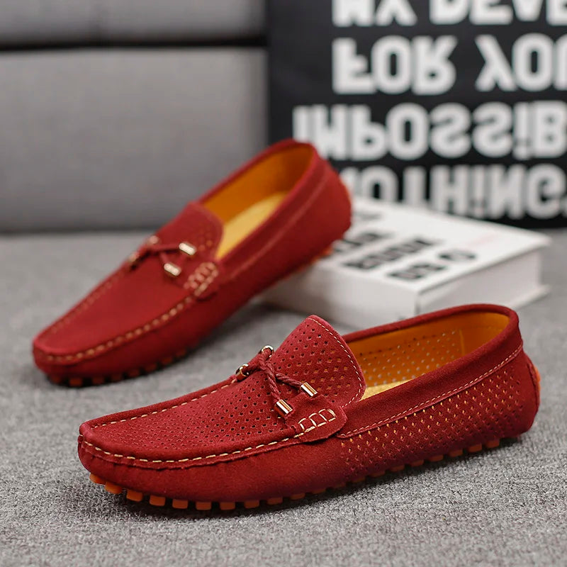 Mens Casual Shoes Genuine Leather Man Loafers Slip on Flats Lightweight Mens Driving Shoes Lazy Shoes