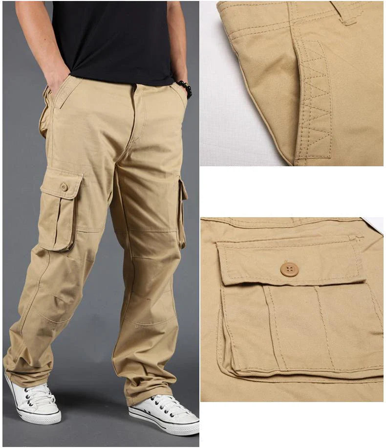 Men's Pants Large Size Multi-pocket Loose Overalls Outdoor Sports Training Jogging Casual Pants Loose And Comfortable