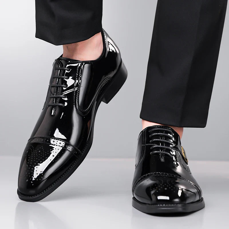 Men's casual leather shoes, business casual shoes, formal fashion, banquet flat shoes, size 50 men's shoes
