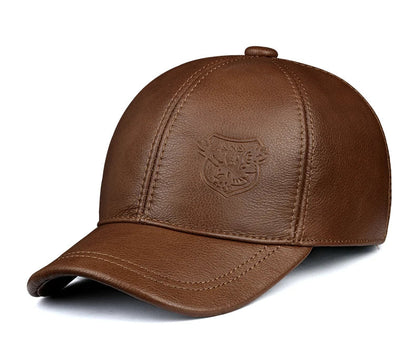 Warm Hat Man 2024 Winter Genuine Leather Baseball Caps Male Casual Cowhide Belt Ear Protect Sport Hockey Hunt Flight Casquette
