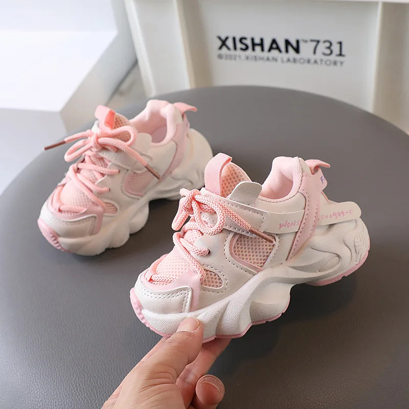 Sports Shoes for Children Baby Girls Shoes Kids Shoes Boys Chunky Sneakers Toddler Lace-up Casual Shoes Thick Bottom Sneakers