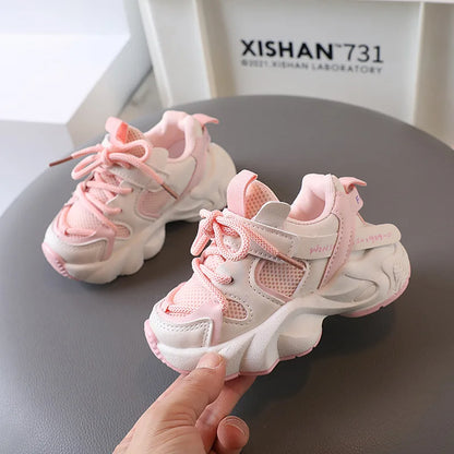 Sports Shoes for Children Baby Girls Shoes Kids Shoes Boys Chunky Sneakers Toddler Lace-up Casual Shoes Thick Bottom Sneakers
