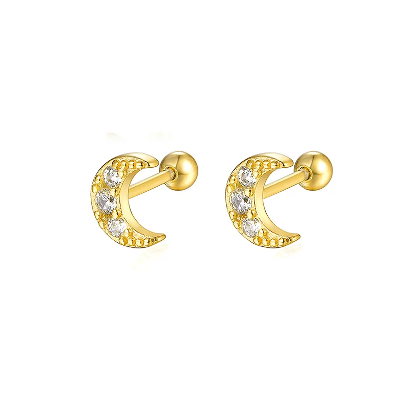 925 Sterling Silver Fashion Love Butterfly Romantic Star Crown Screw Stud Earrings for Women Ear Bone Piercing Jewelry