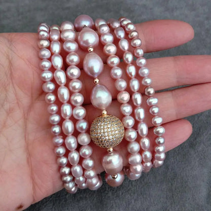 7 strands Potato rice shape Natural FreshWater Pearl Multilayer Charm Bracelet Original Design Jewelry