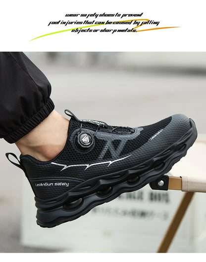 Rotary Button Design for Professional Use Men's Safety Work Shoes Anti-Impact Anti-Piercing Fashionable Sports Style