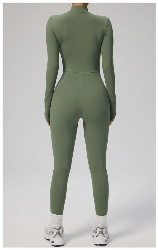 Zipper Jumpsuit Women Quick Dry Clothing Sportswear Woman Gym Yoga Sport Sets Spandex Nylon Workout Sets Women Tracksuit