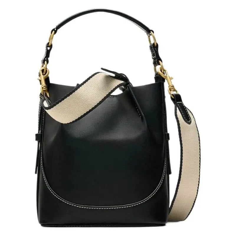 2025 Women's Large Capacity Bucket Bag with Wide Shoulder Strap Single Shoulder Handbag Drawstring Handheld Crossbody Bag
