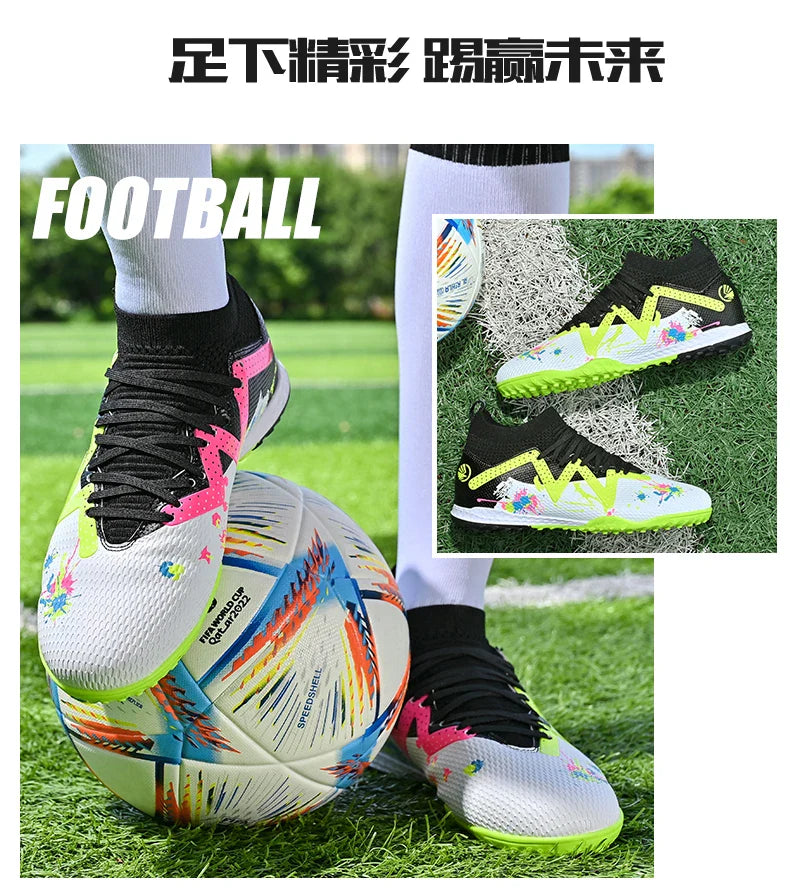 Men New TF Football Boots Society Indoor Original Top Quality Non Slip Male Soccer Shoes Sneakers Ultralight Breathable Ankle