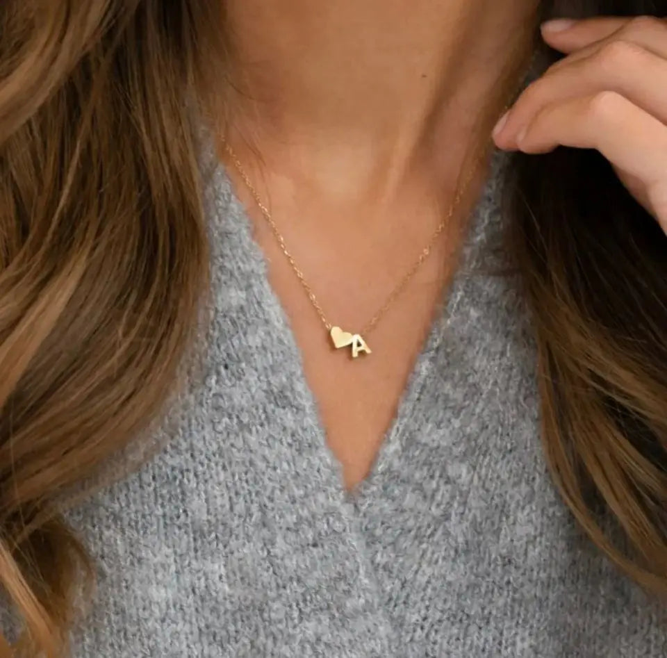 6MM Heart Dainty Initial DIY Necklace Gold Color Letter Choker Necklace For Women Pendant Jewelry Gift