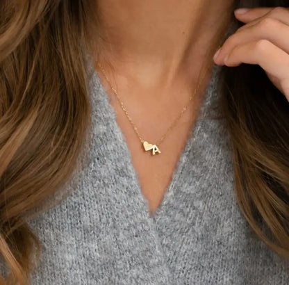 6MM Heart Dainty Initial DIY Necklace Gold Color Letter Choker Necklace For Women Pendant Jewelry Gift
