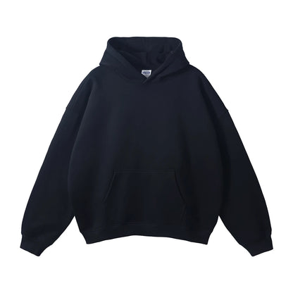 Thick 350gsm Fleece Hooded Hoodies For Men Unisex Winter Oversized Loose Basic Solid Sweatshirts Pullovers Coats HY0631