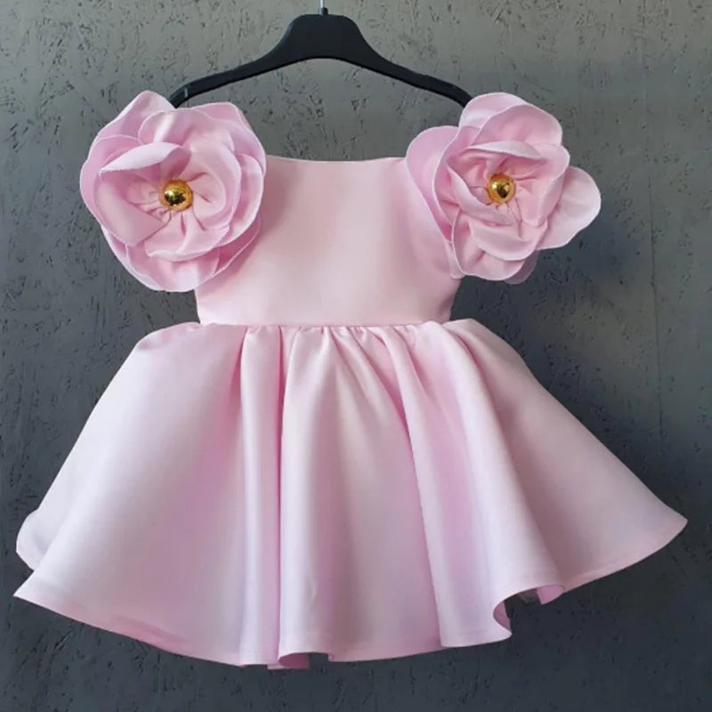 New Fashion Flowers Girls Dress 1st Year Birthday Party Baby Baptism Dress For Girls Princess Christmas Costume Infants Vestidos