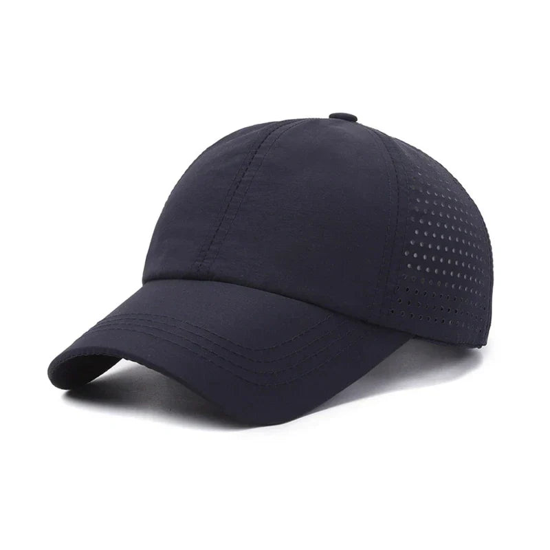 Summer Outdoor Black Sports Dry Fit Baseball Caps Breathable Mesh Hiking Hunting Cap Solid Color Adjustable Fitted Cap