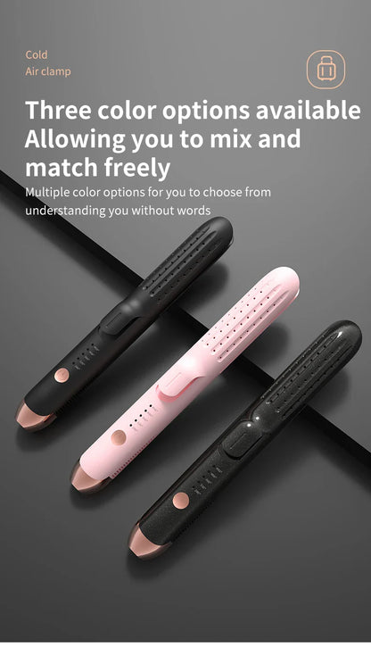 Professional 2-in-1 Hair Styler Curling Wand Straightener Negative lon Ceramic Plates Adjustable Temperature Salon Home