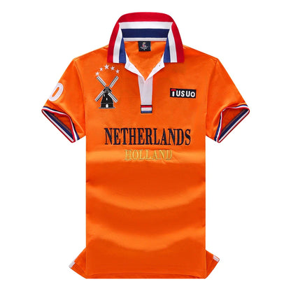 Men's polo shirt Netherlands easter monday king's birthday all saints'day christmas day cotton embroidery stitching color hollan