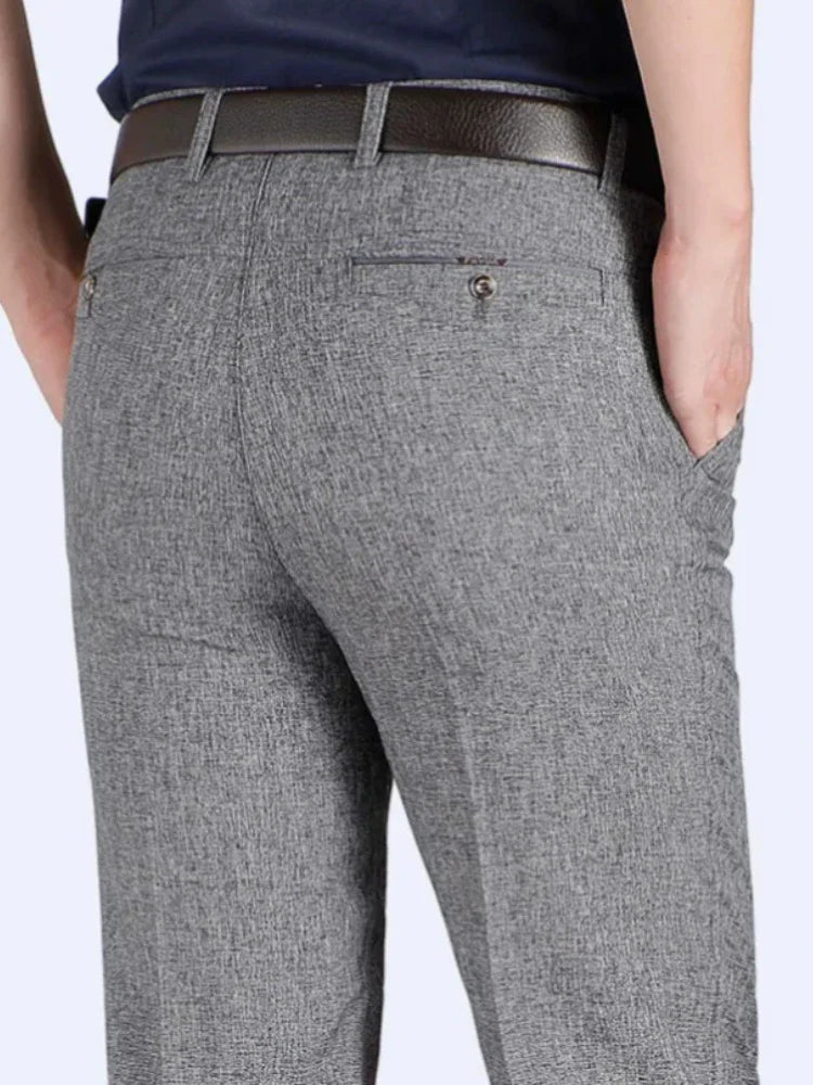 Mens Formal Pants Summer Thin Autumn Thick Black Blue Grey Stretch Bussiness Loose Suit Office Plus Size Trousers GOZBKF