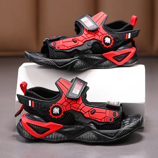 Kids Mecha Robot Style Closed Toe Sandals Adjustable Straps Breathable Summer Shoes for Boys Outdoor Beach Casual Sports Sneaker