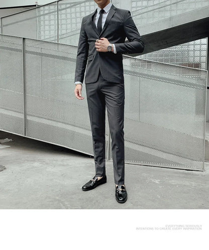 Suit Men's (Blazer+ Vest + Pants) 2025 Business Gentleman Fashionable and Fitted Casual Work Solid-color Wedding Best Man Suit