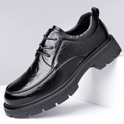Men's Comfortable Genuine Leather British Thick-soled Business Leather Shoes for Spring 2025, New Lace-up Oxford Shoes