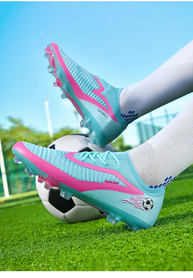 New Men Football Boots Outdoor Sport Boys Long Spikes Training Cleats Soccer Shoes Adult Non Slip Breathable Match Comfortable
