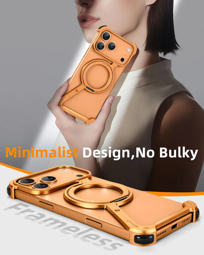 Phone Case for iPhone 17 Pro/Pro Max/17/Air with 360° Rotatable Stand Metal Frameless Magsafe Protective Shockproof