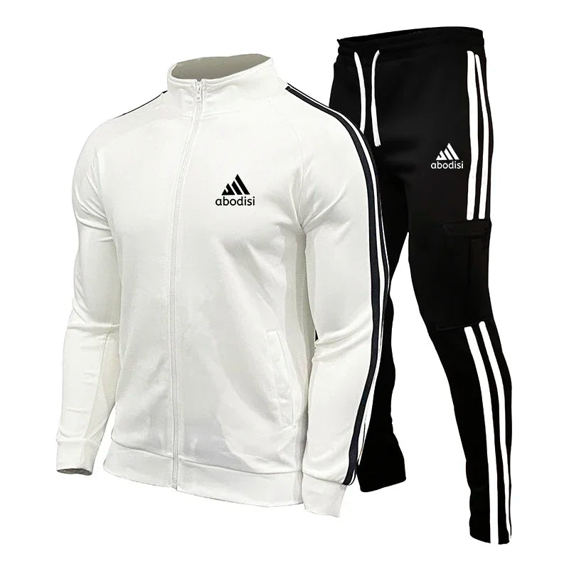 New Spring Fashion Casual Men Tracksuits Stripe Sportswear Men's Sets Jacket Casual Tracksuit Male Gyms Sweatshirt 2 Piece Set