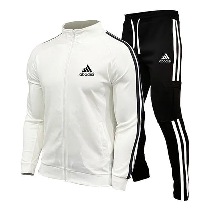 New Spring Fashion Casual Men Tracksuits Stripe Sportswear Men's Sets Jacket Casual Tracksuit Male Gyms Sweatshirt 2 Piece Set