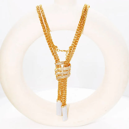 Design Women Jewelry Set 18K Gold Color Charm Necklace Chain Braclete Chic Earring Ring Indian Nigeria Jewellery Gift