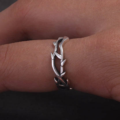 925 Sterling Silver Gothic Thorn Couple Rings for Women Men Punk Retro Cool Spiky Finger Ring Adjustable Hip-hop Y2k Jewelry