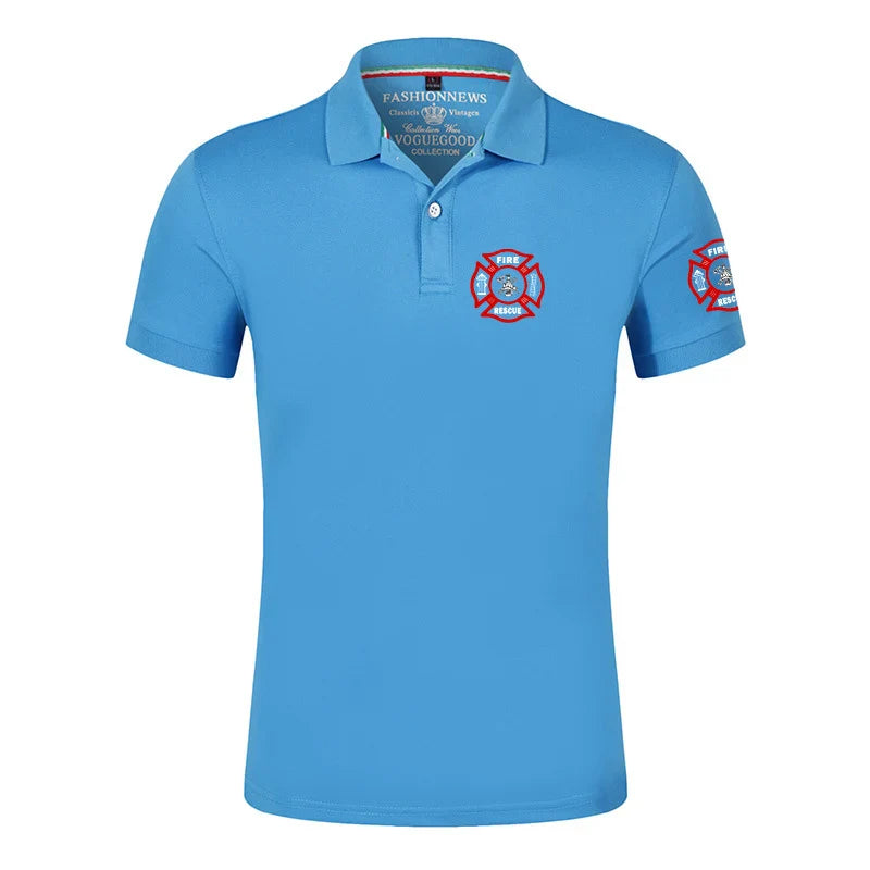 Firefighter Rescue Team Printing Fashion 2023 New Men's Summer Solid Color Short Sleeves Comfortable T-Shirts Polo Shirt Tops