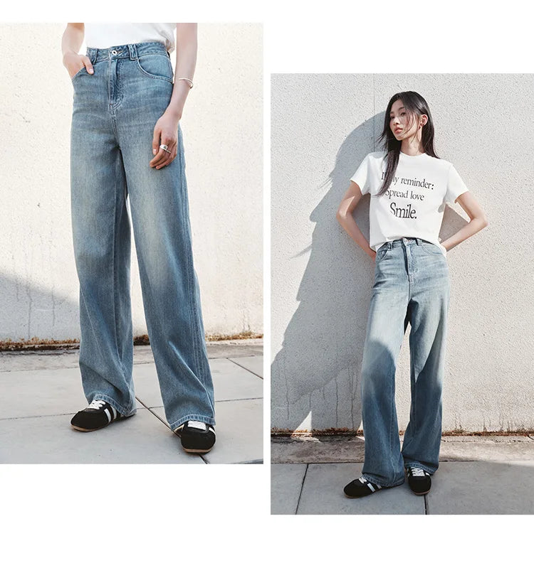 Semir Jeans Women Cool Feeling Wide Leg 2025 New Summer Leg-Lengthening Floor-Length Pants Trendy for Fashionable Style